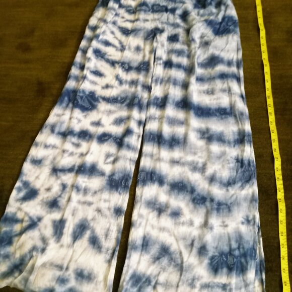 Emily Stacy Women's Casual Pants 100% Rayon Medium Beautiful Sky Blue with White - Picture 5 of 9